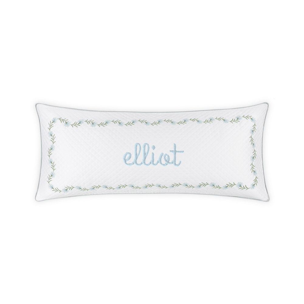 Embroidered Daphne Matelassé Lumbar Pillow - Bluebell