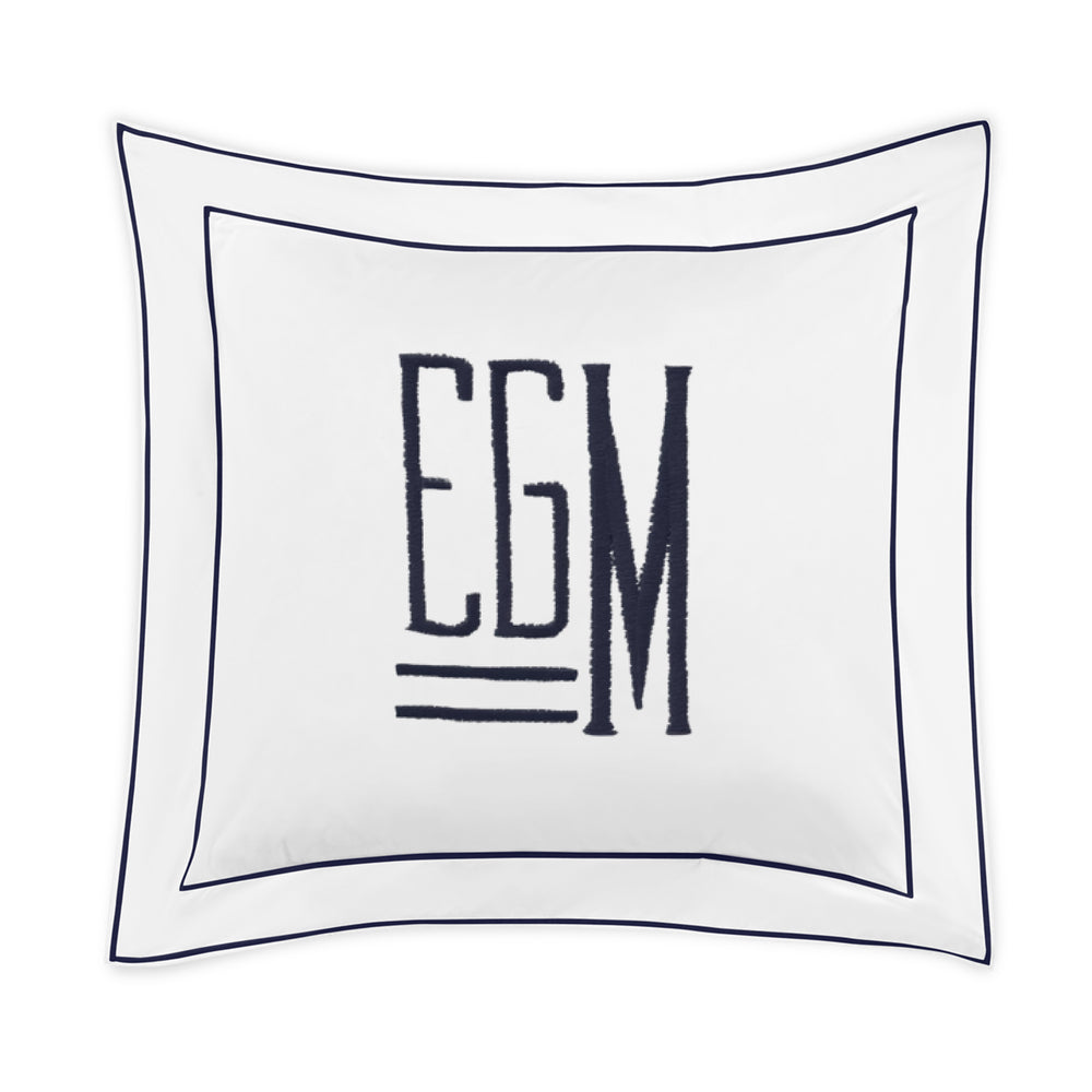 Embroidered Ansonia Euro Sham - Navy