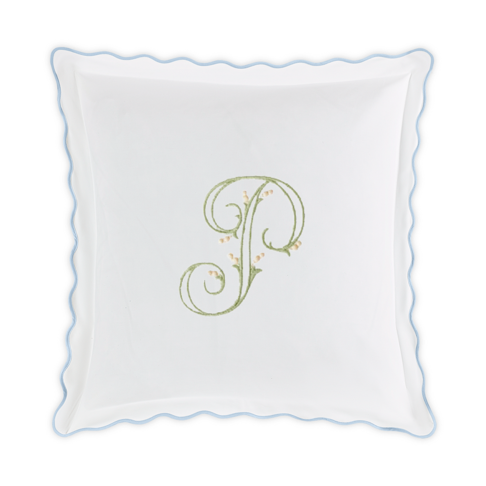 Embroidered Camilla Pique Sham - Blue