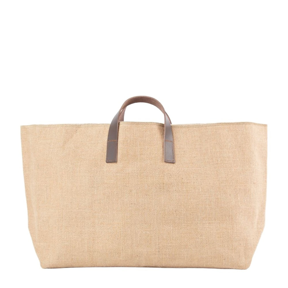 Customizable Natural Fiber & Leather Tote Bag