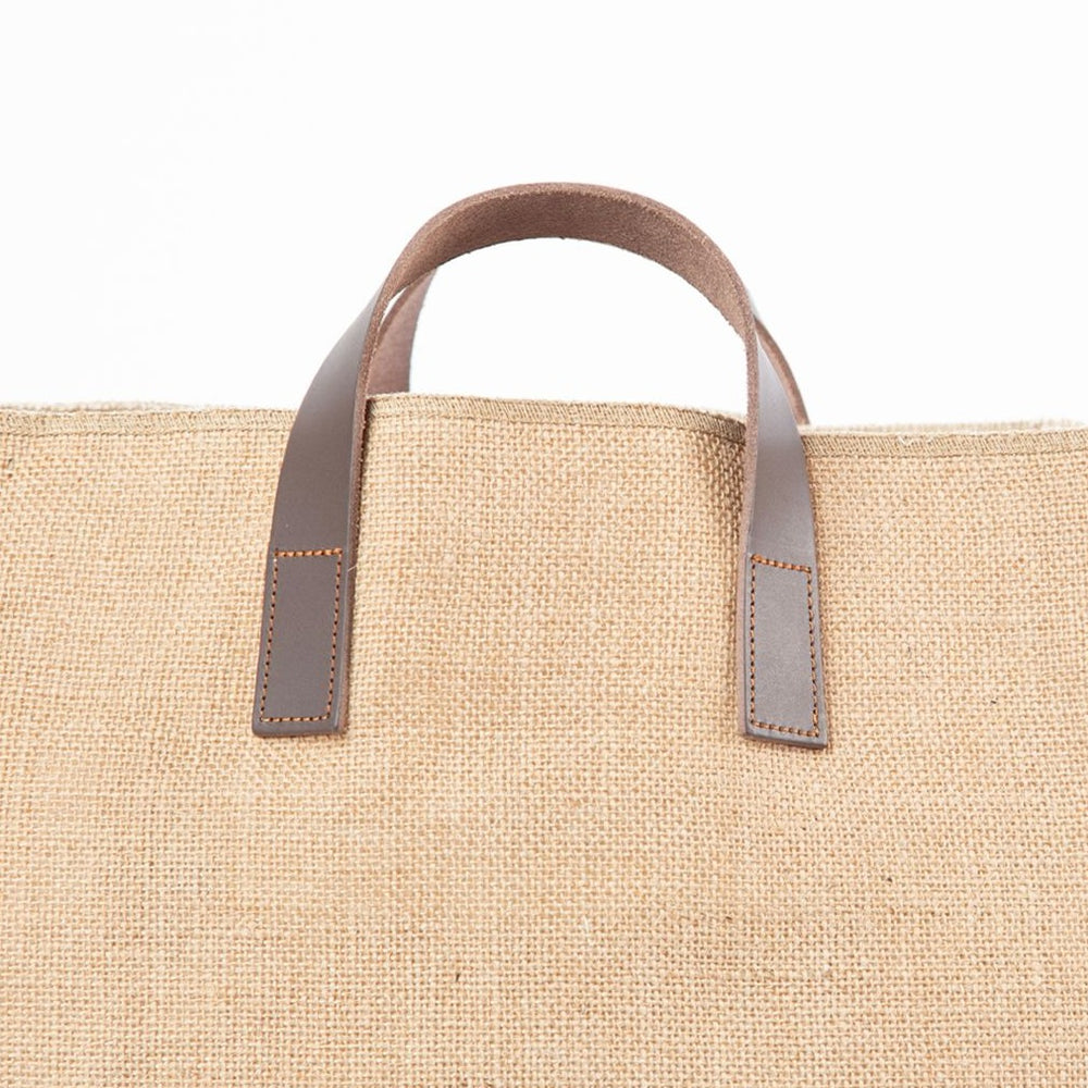 Customizable Natural Fiber & Leather Tote Bag