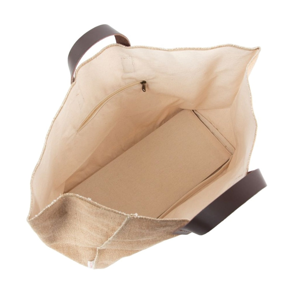 Customizable Natural Fiber & Leather Tote Bag