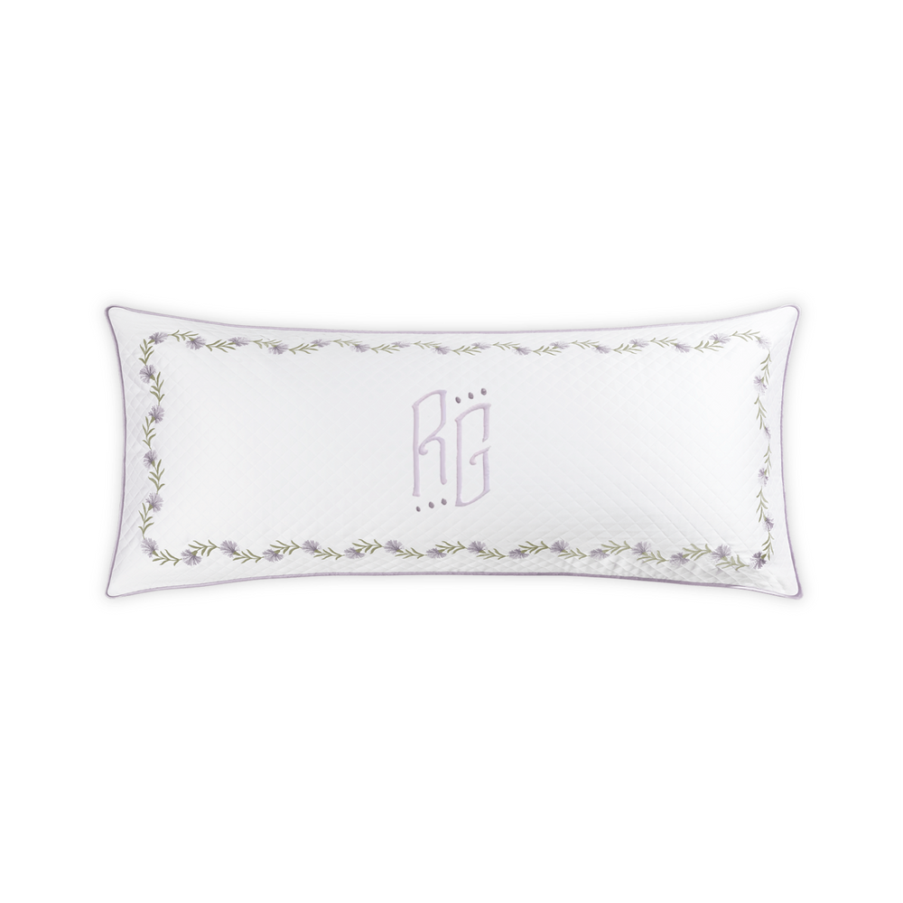Embroidered Daphne Matelassé Lumbar Pillow - Lilac