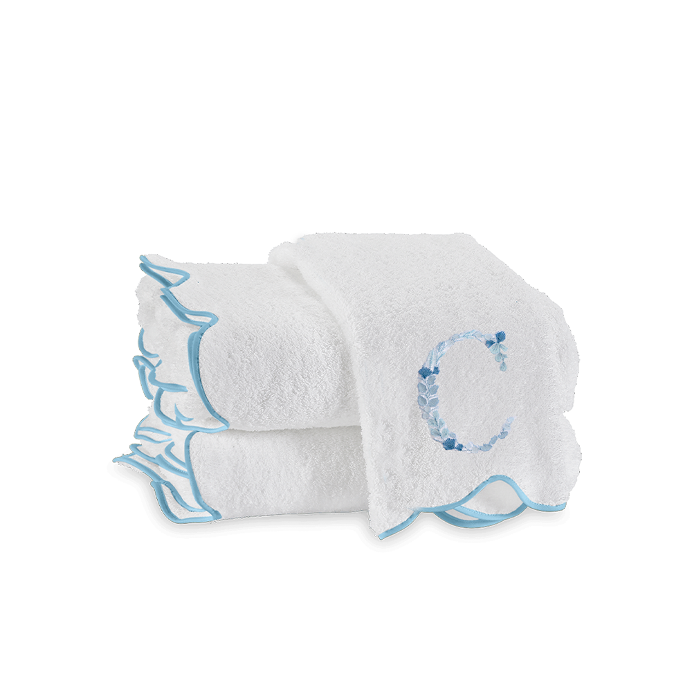 Flowering Vine Monogram on Cairo Scallop Customizable Towel
