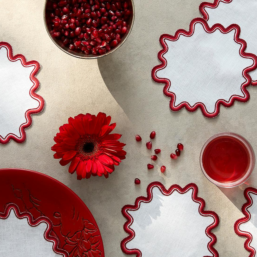 Wave Cocktail Napkins - Scarlet