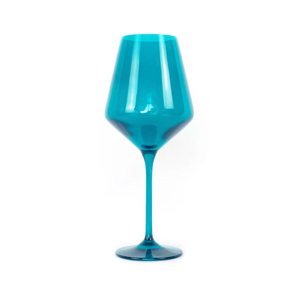 Teal Stemmed Wine Glasses