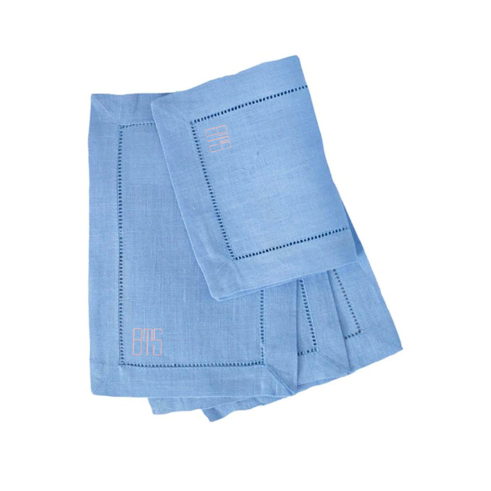 Festival 6x9 Customizable Linen Cocktail Napkins - Bluebell