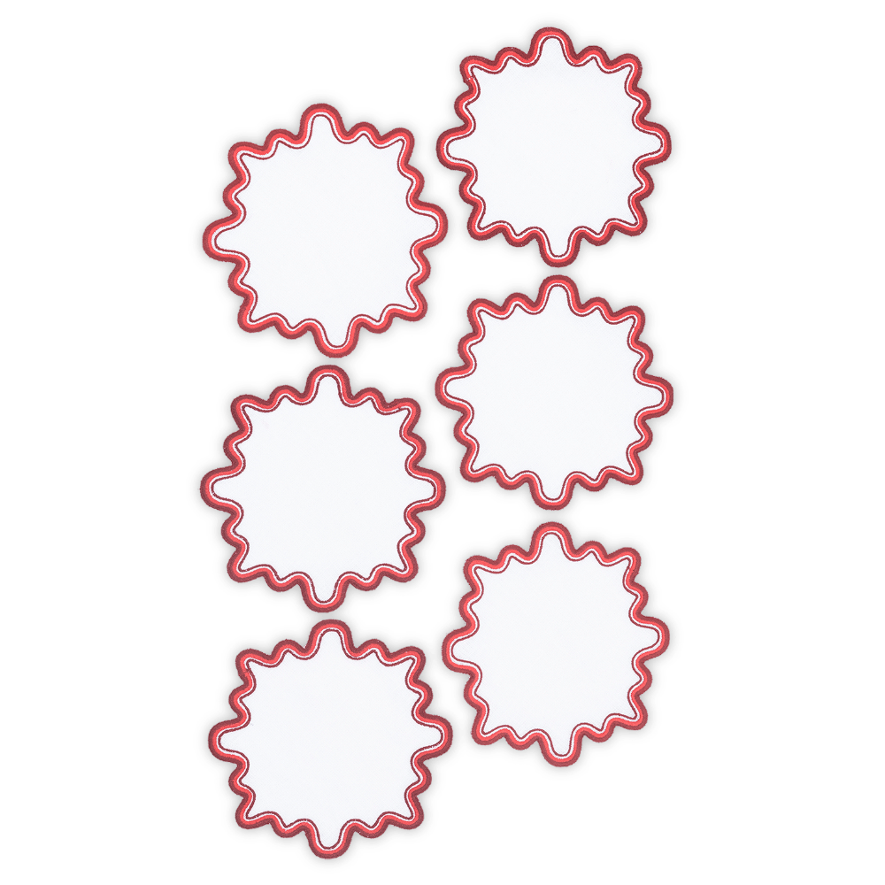 Wave Cocktail Napkins - Scarlet