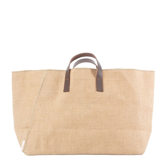 Customizable Natural Fiber & Leather Tote Bag