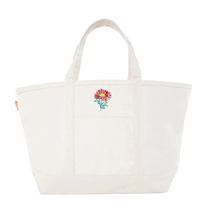 Summer Aster on Large Natural Canvas Tote