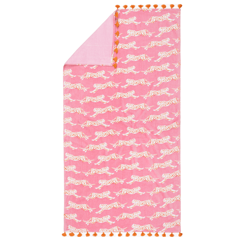 Leaping Leopard Beach Towel