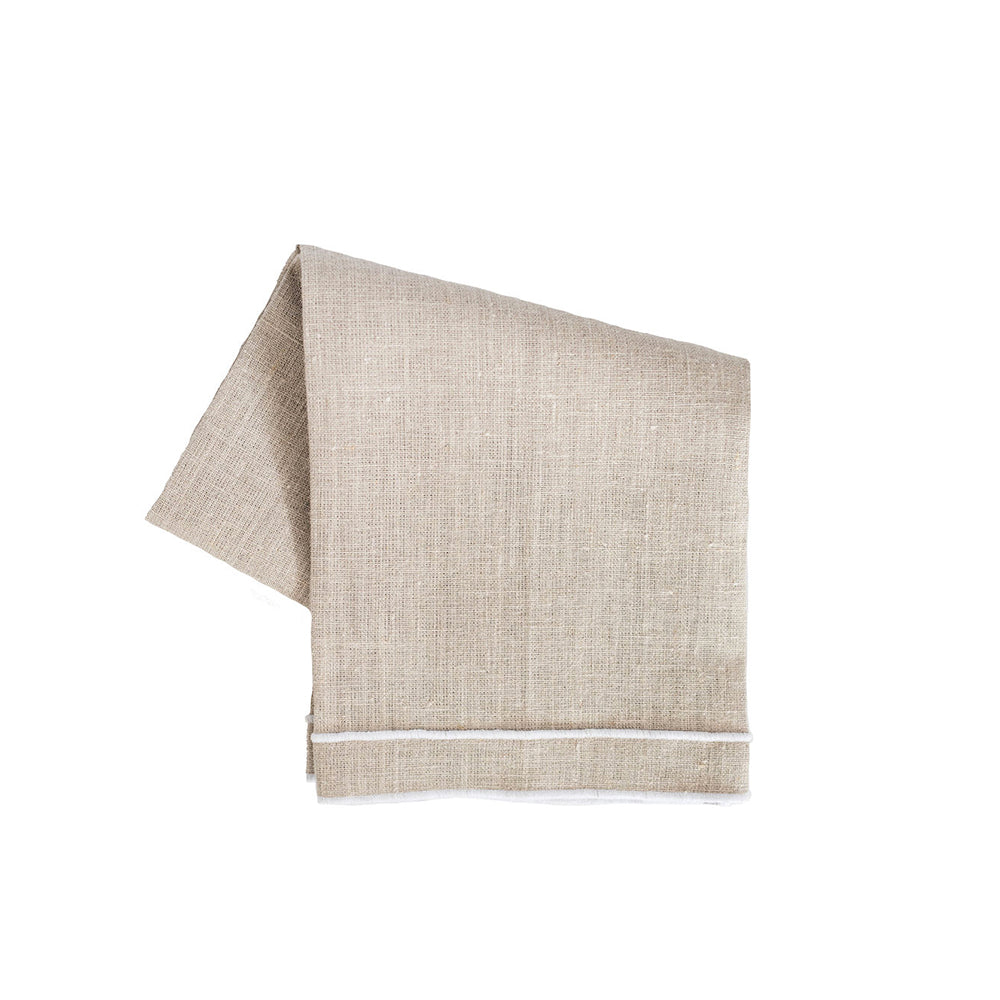 Leonardo Customizable Linen Hand Towel - Flax / White