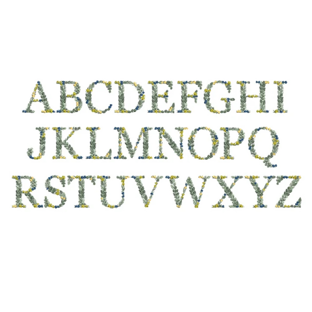 Flowering Vine Alphabet Dinner Napkins - White