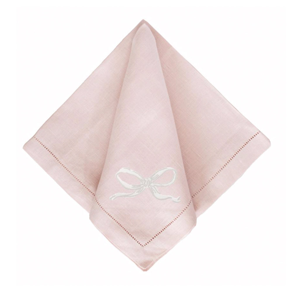 Susannah Garrod White Bow Dinner Napkins - Petal