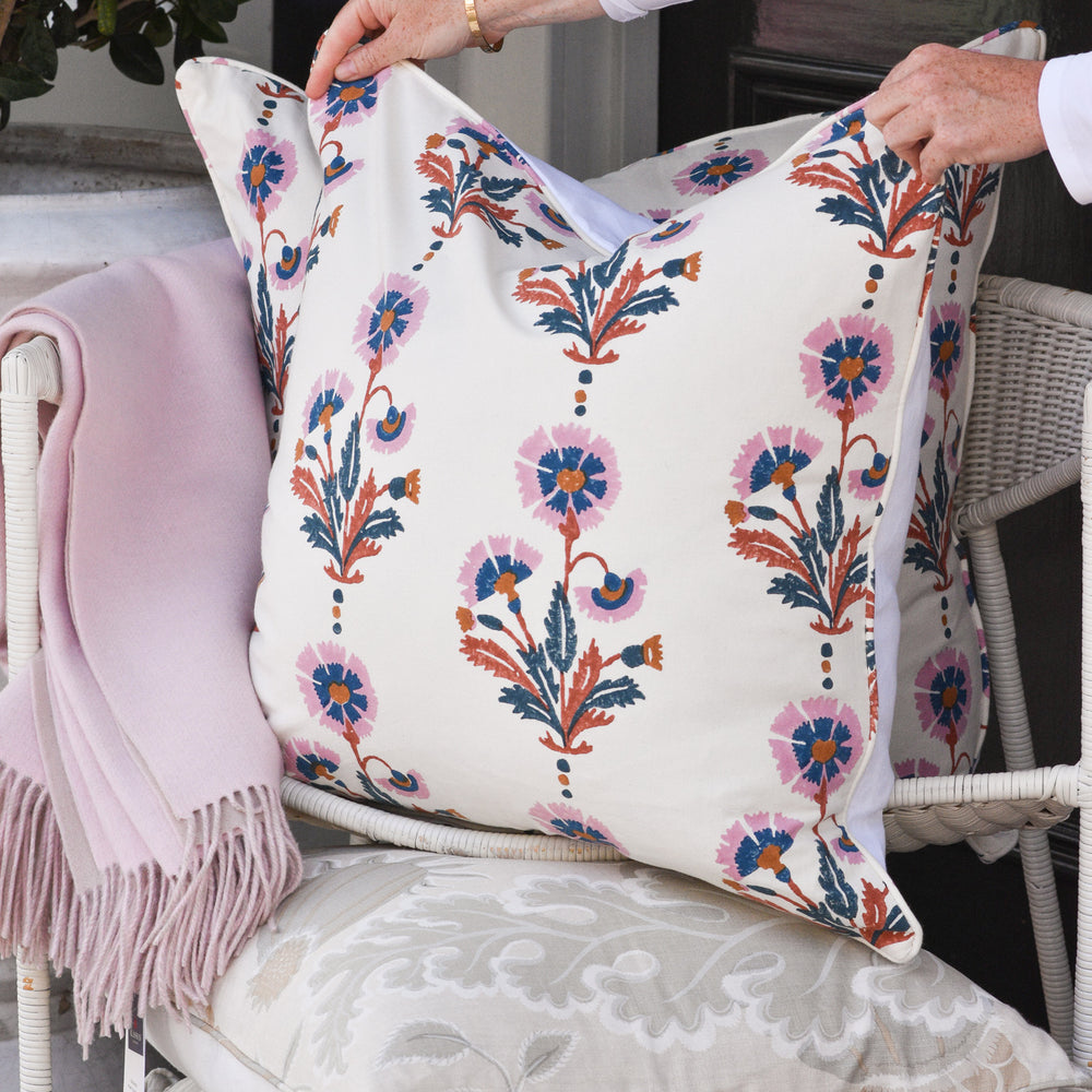 Dianthus Hand Block Pillow