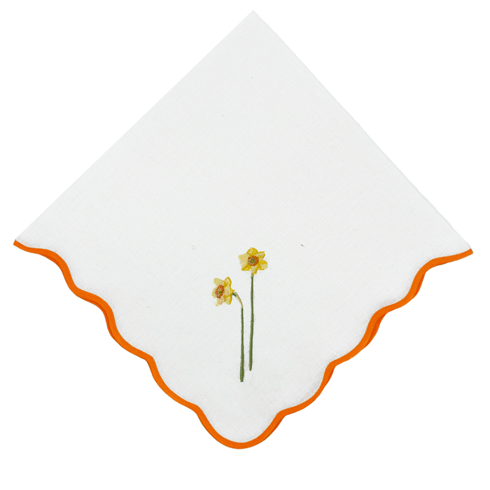 Daffodil on Orange Dinner Napkins