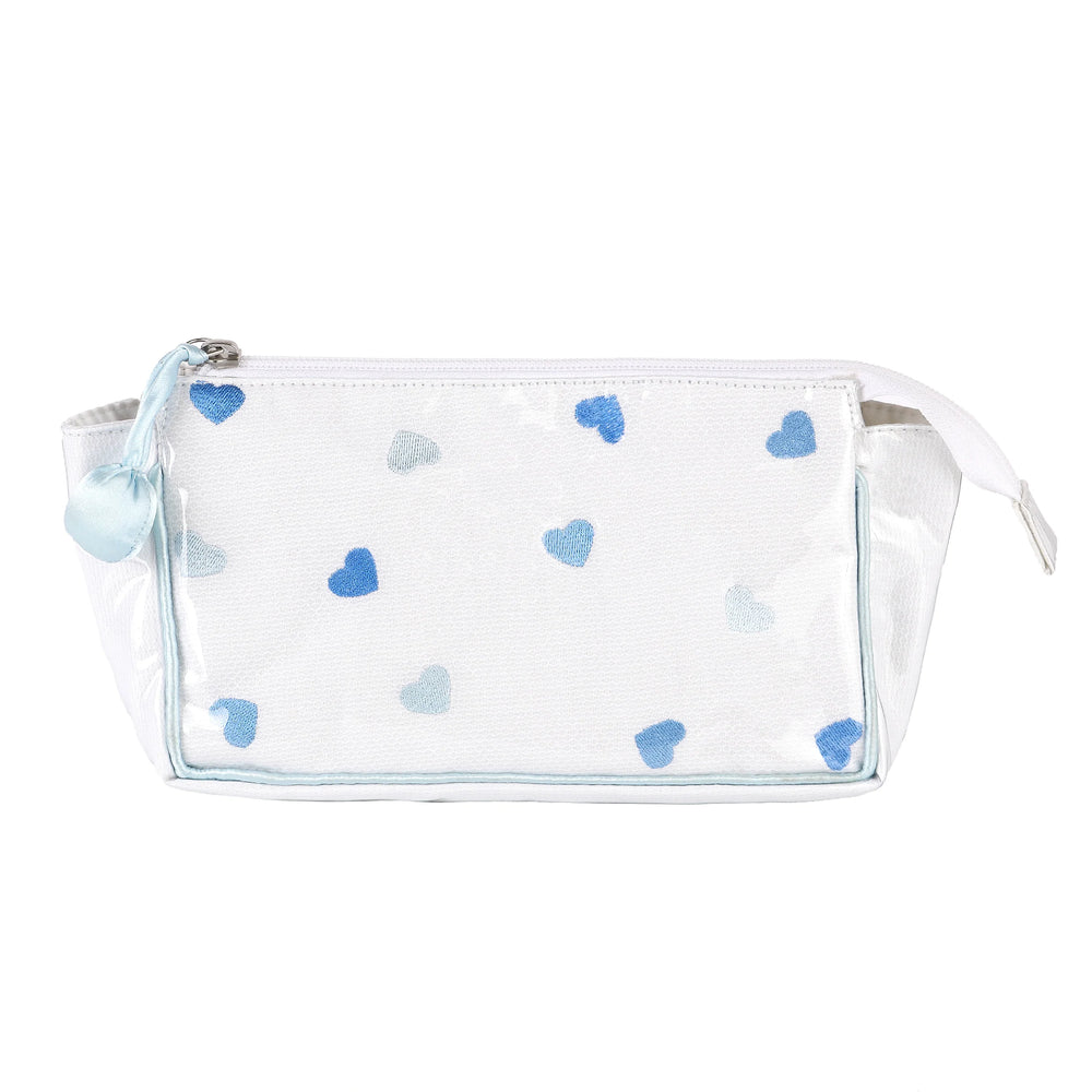 Josie Heart Small Makeup Bag in Blue