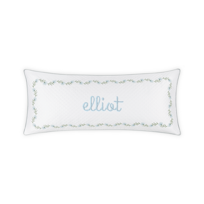 Embroidered Daphne Matelassé Lumbar Pillow - Bluebell