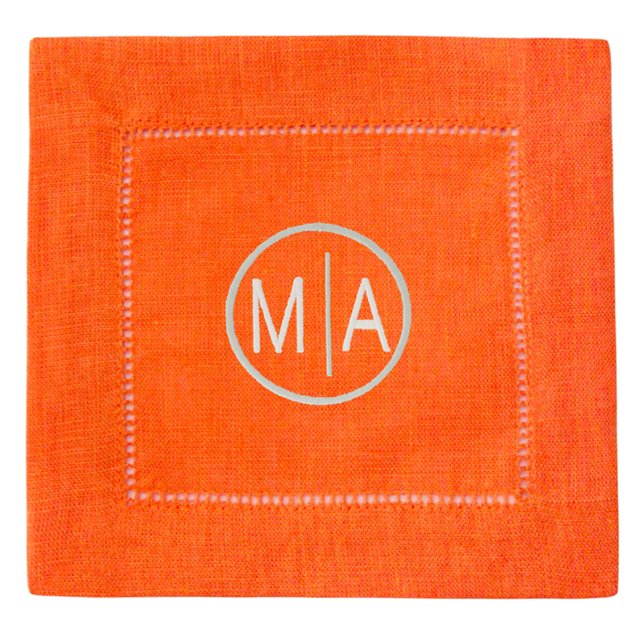 Festival 6x6 Customizable Linen Cocktail Napkins - Tangerine