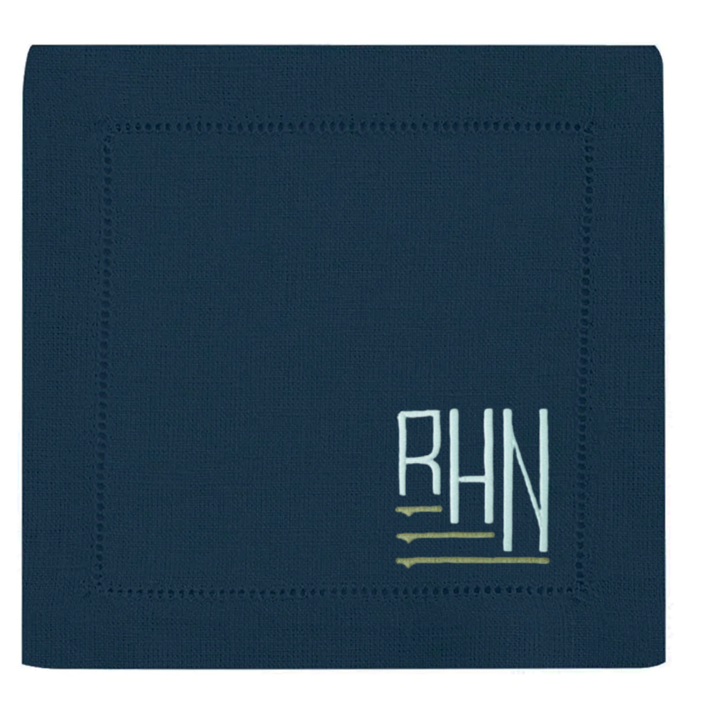 Festival 6x6 Customizable Linen Cocktail Napkins - Navy