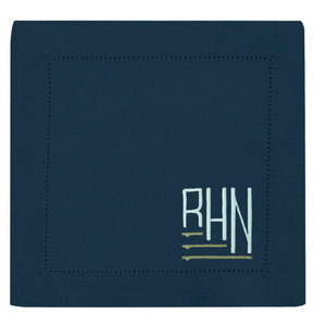 Festival 6x6 Customizable Linen Cocktail Napkins - Navy