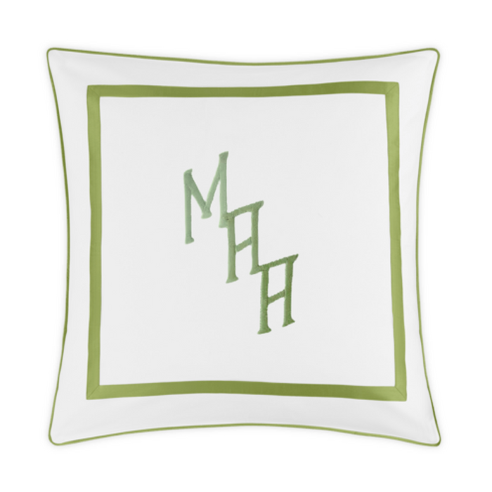 Embroidered Louise Pique Sham - Grass