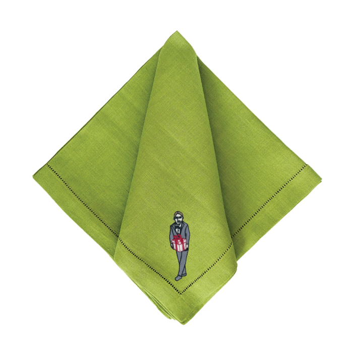 Julia Christian Man with a Gift in Grey & Red