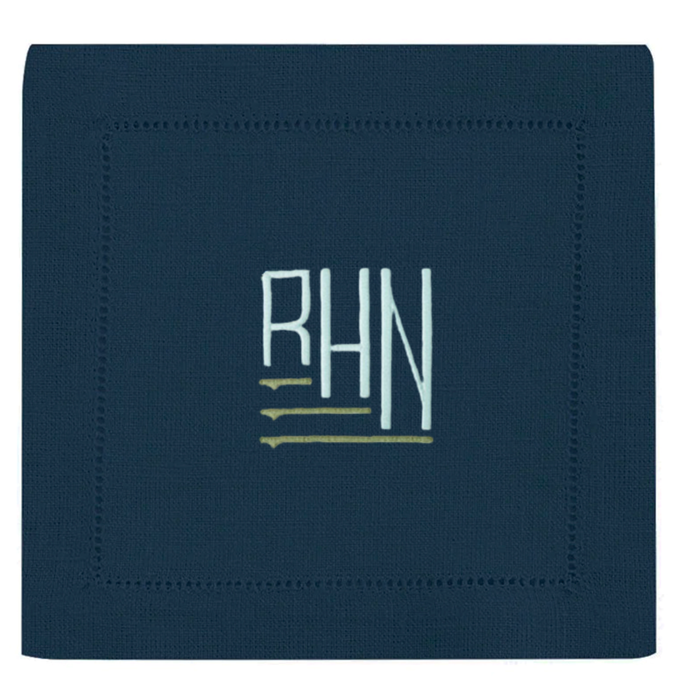Festival 6x6 Customizable Linen Cocktail Napkins - Navy