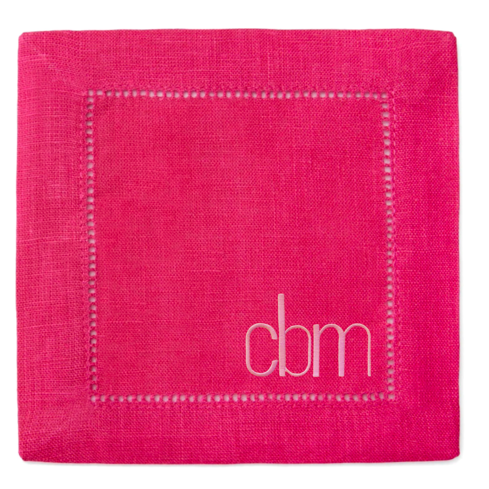Festival 6x6 Customizable Linen Cocktail Napkins - Raspberry