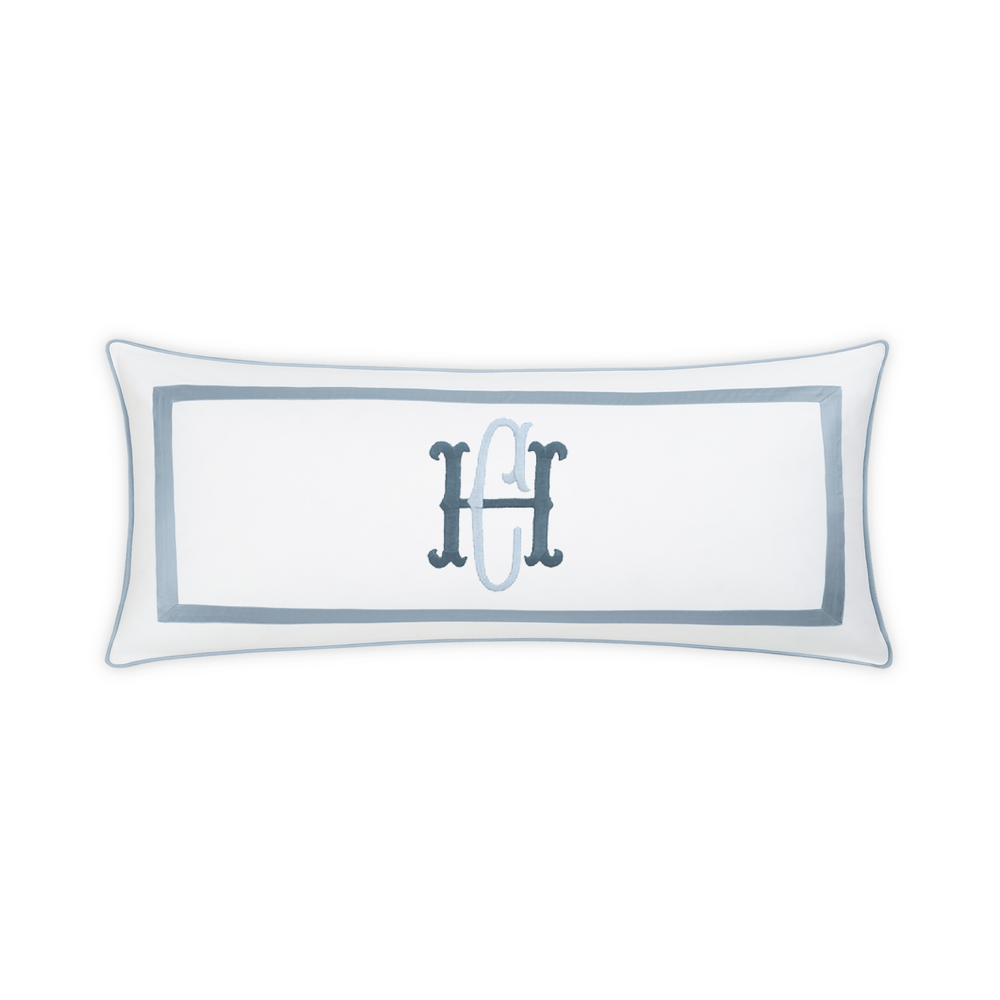 Embroidered Louise Pique Lumbar Pillow Cover - Hazy Blue