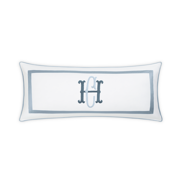 Embroidered Louise Pique Lumbar Pillow Cover - Hazy Blue