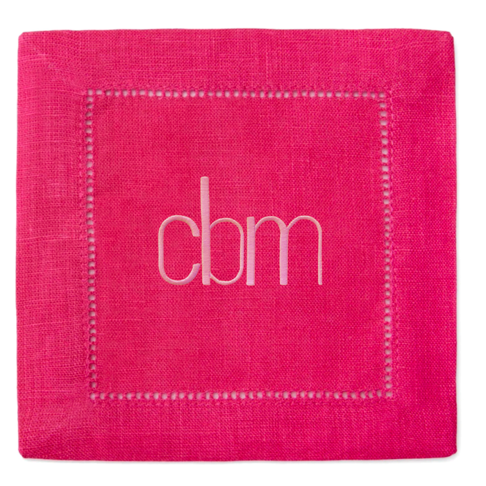 Festival 6x6 Customizable Linen Cocktail Napkins - Raspberry