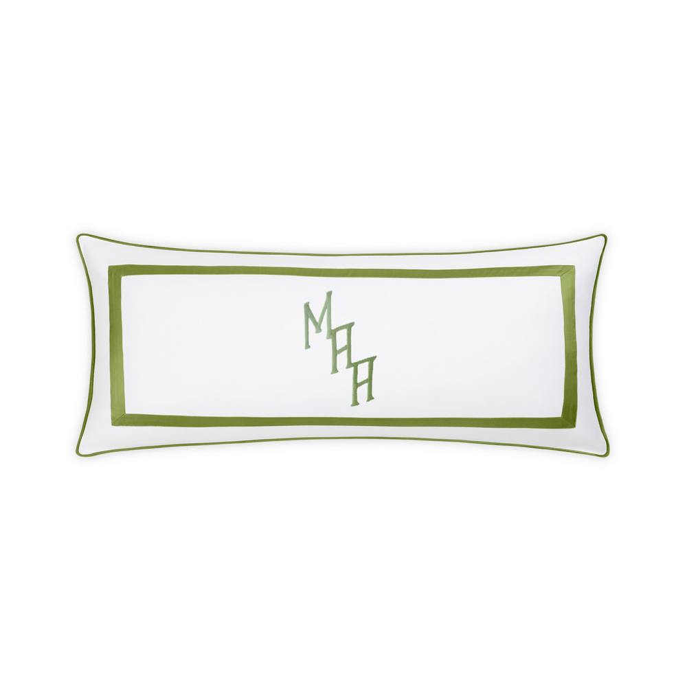 Embroidered Louise Pique Lumbar Pillow Cover - Grass