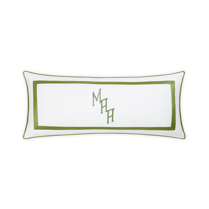 Embroidered Louise Pique Lumbar Pillow Cover - Grass