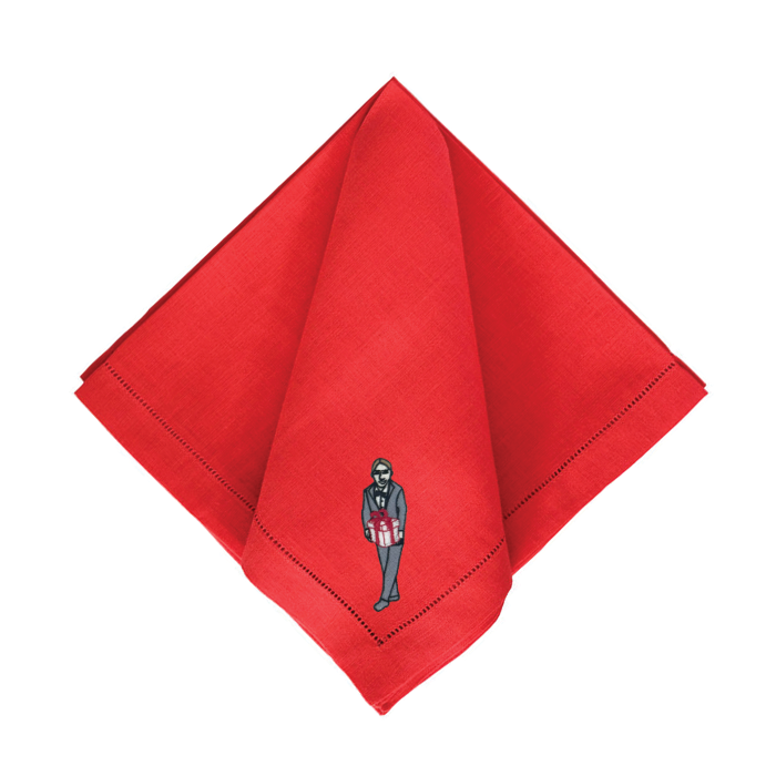 Julia Christian Man with a Gift in Grey & Red