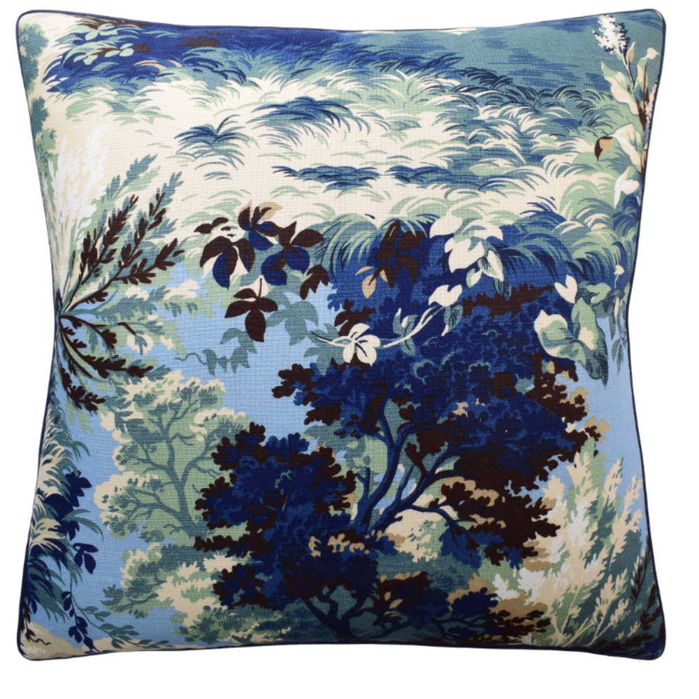 Lincoln Toile Pillow-Navy & Teal