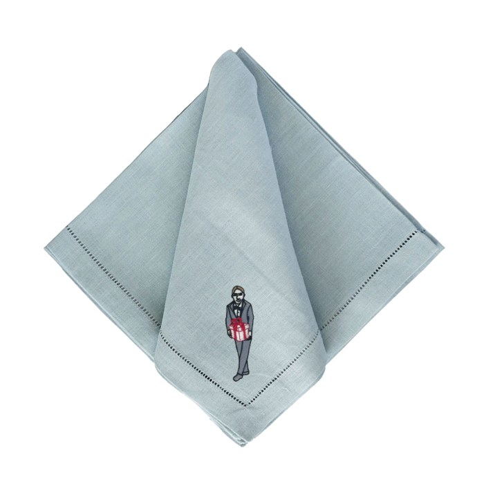 Julia Christian Man with a Gift in Grey & Red