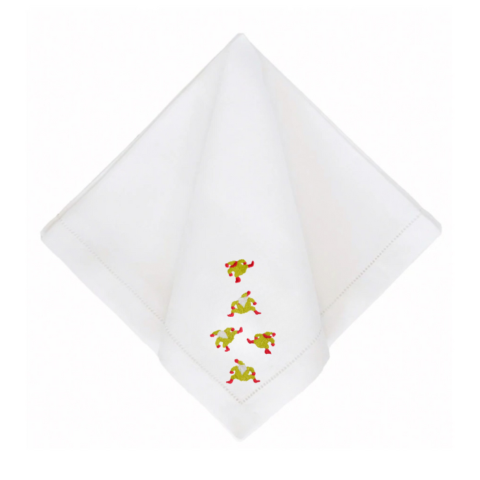 Chartreuse & Poppy Dancing Santas Dinner Napkins