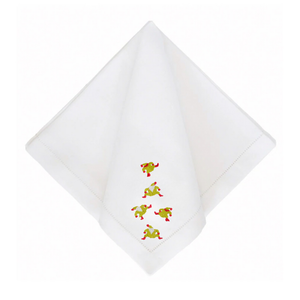 Chartreuse & Poppy Dancing Santas Dinner Napkins