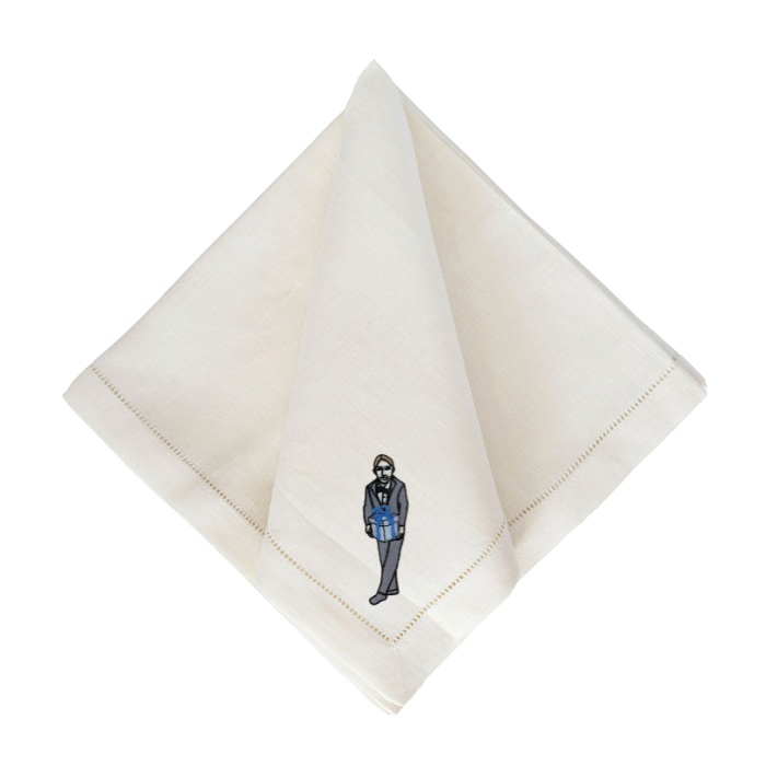 Julia Christian Man with a Gift in Grey & Blue