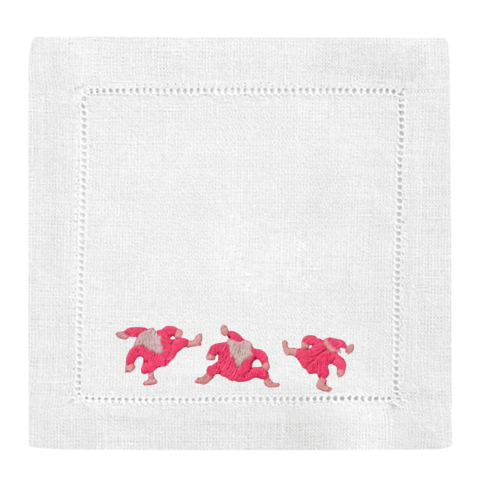 Pink Dancing Santas-Multiple Napkin Colors