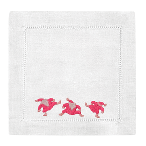 Pink Dancing Santas-Multiple Napkin Colors