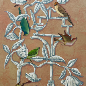 Paper Panel-Birds on White Trellis #1