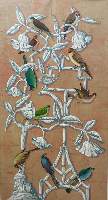 Paper Panel-Birds on White Trellis #1