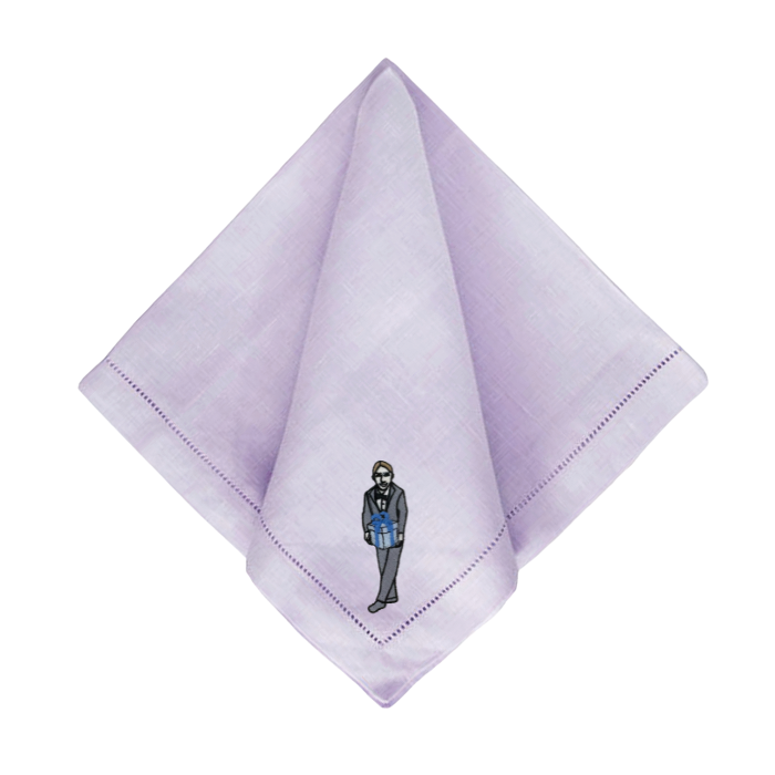 Julia Christian Man with a Gift in Grey & Blue