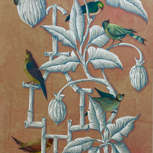 Paper Panel-Birds on White Trellis #2