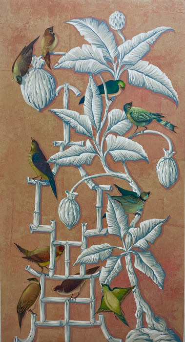 Paper Panel-Birds on White Trellis #2