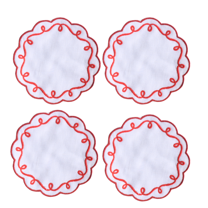 Scalloped Christmas flourish cocktail napkins