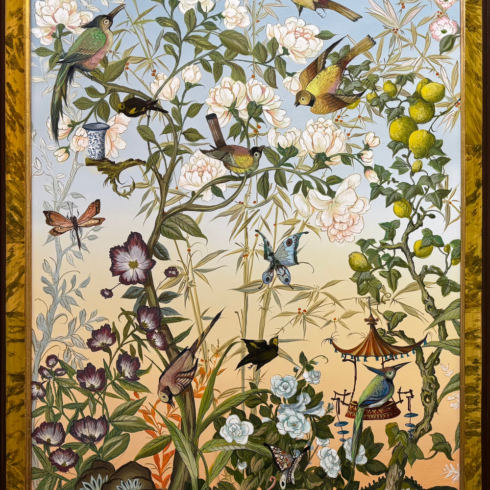 Birds with Yellow Fruit Acrylic on Canvas