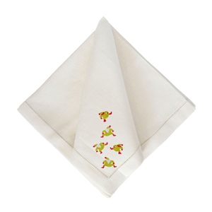 Chartreuse & Poppy Dancing Santas Dinner Napkins
